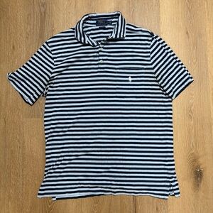 Ralph Lauren Men's Navy and White Striped Polo Shirt